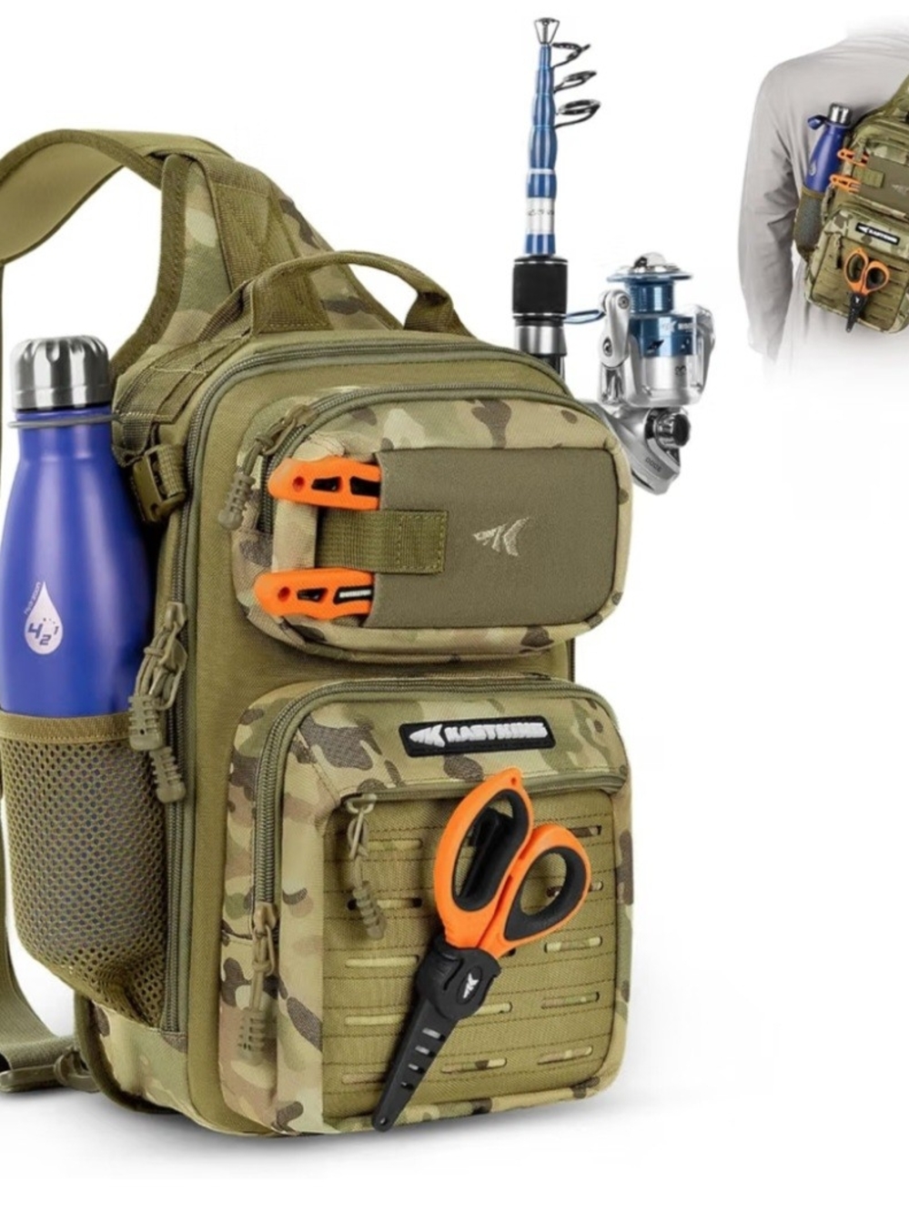 Kastking Blowbak Fishing Sling Bag With Rod Holder. NWT